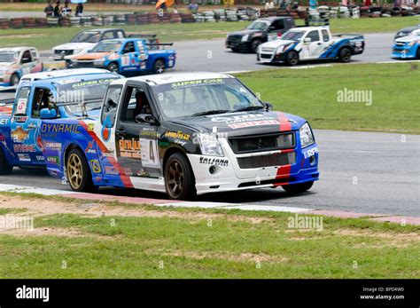 Pickup truck racing at Bira Circuit in Pattaya, Thailand Stock Photo ...