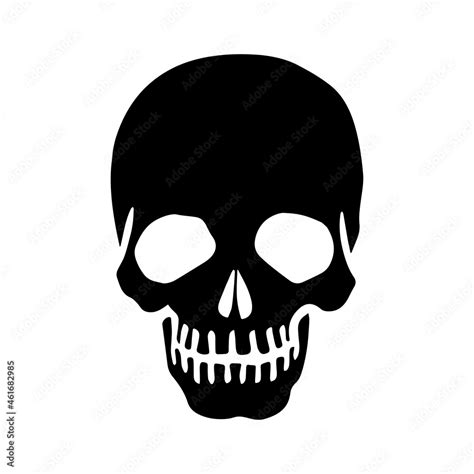 The skull icon. Black silhouette of a human skull. Vector illustration ...