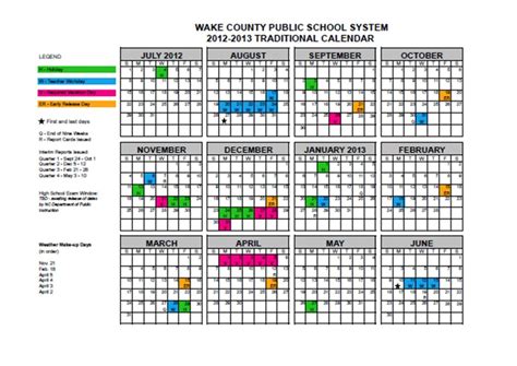 Traditional Wake County Calendar - CountyCalendars.net