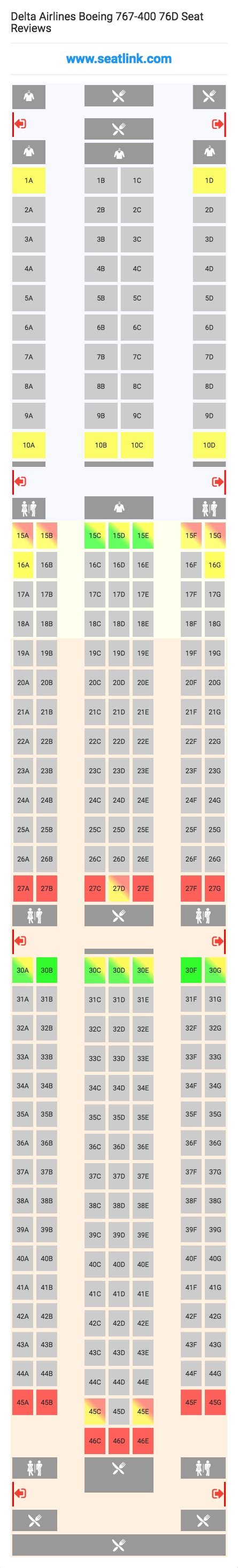 Delta Boeing 767 400 Seat Map