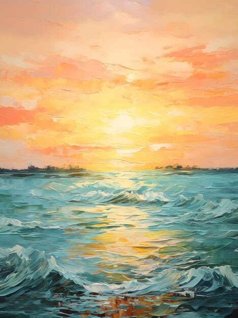 Premium AI Image | sunset on the lake painting