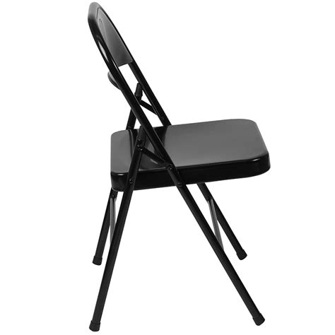 Black Heavy Duty Metal Folding Chair With 18 Gauge Steel Frame