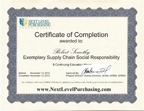 Exemplary Supply Chain Social Responsibility Certification