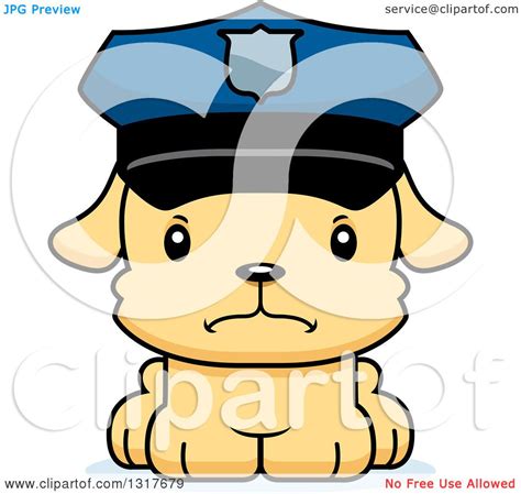 Animal Clipart Of A Cartoon Cute Mad Puppy Dog Police Officer Royalty