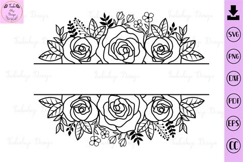 Floral Split Svg Floral Split MonoGram Graphic by Tadashop Design ...