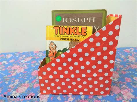 AMINA CREATIONS: DIY BOOK HOLDER/ DESK ORGANIZER FROM CEREAL BOX