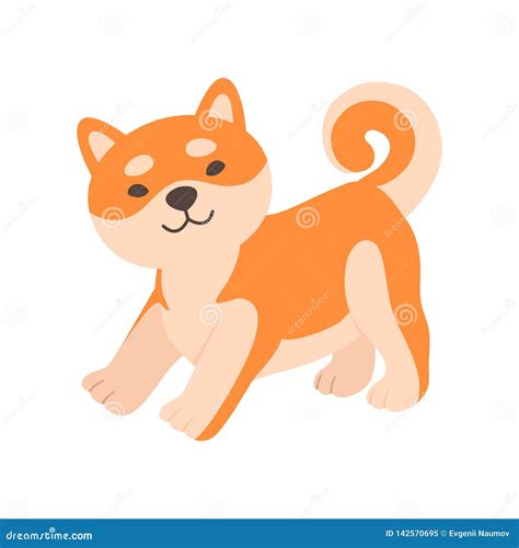 Shiba Inu Dog Sit Cartoon Character Vector Illustration Cartoondealer