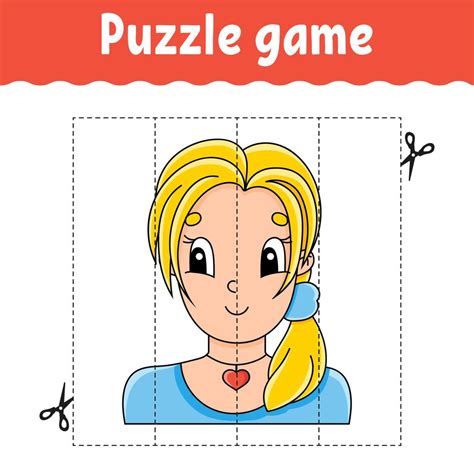 Puzzle game for kids. Cutting practice. Education developing worksheet ...