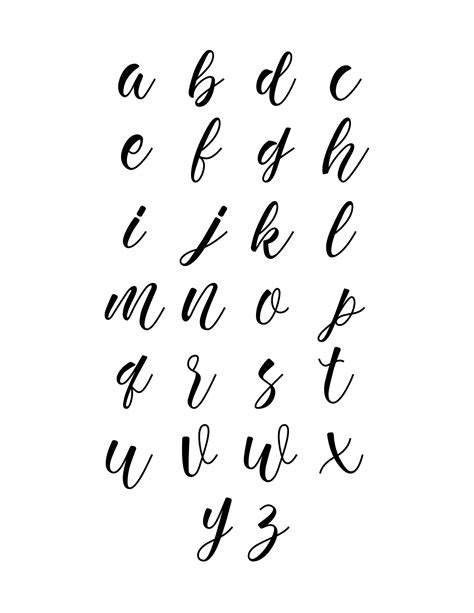 Free Printable Alphabet Letters for Beginners: Calligraphy Lowercase