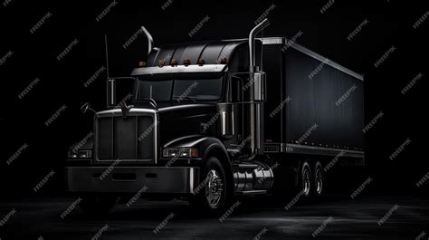 Premium AI Image | a black semi truck with a trailer on the side.