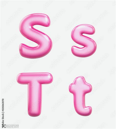 Letters S T Bublle Uppercase And Lowercase Font Bubble Gum 3d