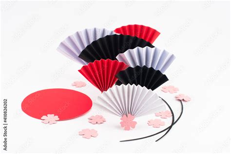 Origami paper fans on white background. Paper design for Japan National ...