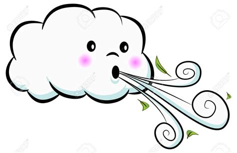 An image of a Cute Cloud Blowing Wind isolated on white. Vector ...