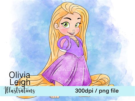 Baby Toddler Princess Rapunzel Tangled Cute Clipart PNG Files DIGITAL ...