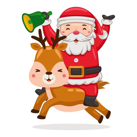 Cute Santa Claus with deer in cartoon style illustration 15697259 ...