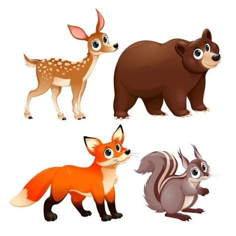 Free Vector | Cartoon forest animals