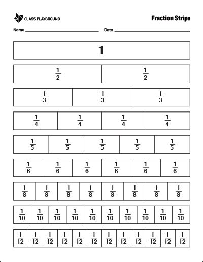 Fraction Strips Print - Class Playground