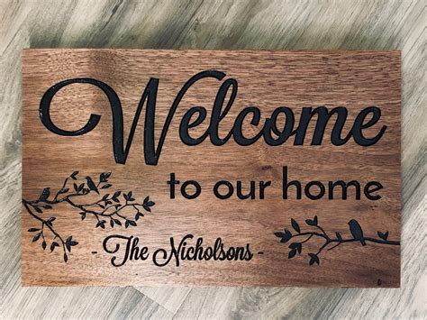 Personalized Welcome To Our Home Sign - Carved Wooden Welcome Sign ...