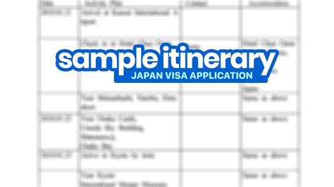 Sample Itinerary Template For Japan Visa | Itinerary Template