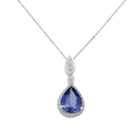 Pear Shape Tanzanite & Diamond Drop Pendant - Temelli Jewellery