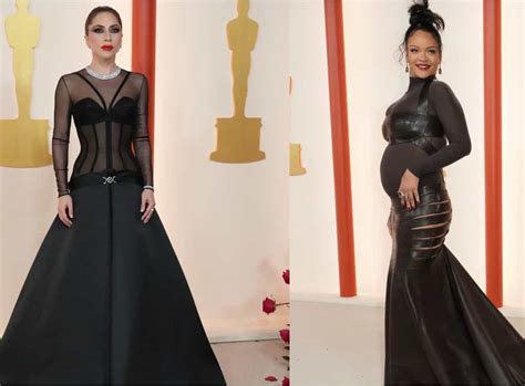 Lady Gaga and pregnant Rihanna among stars in elegant black at the 2023 ...