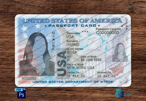 Usa Passport Card Template Psd Stores