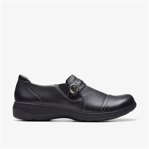 WOMENS Carleigh Pearl Black Leather Slip Ons | Clarks US