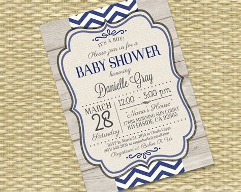 Rustic Baby Boy Shower Invites Another idea is a prince party choose ...