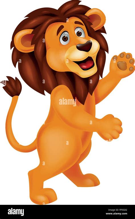 Funny lion cartoon waving Stock Vector Image & Art - Alamy