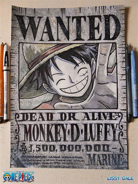 Contoh Poster Wanted Luffy Sketching - IMAGESEE