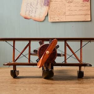 Wood Airplane Toy, Handmade Wooden Toy, Vintage Plane Ornament, Kids ...