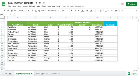 Google Sheets Inventory Template | Coupler.io Blog