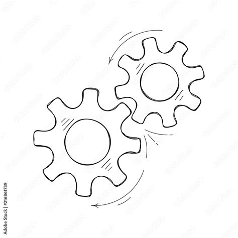 Mechanical gears vector sketch. Teamwork concept design element ...