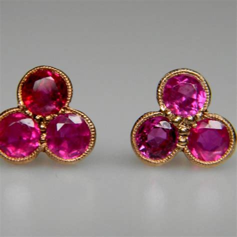 Antique Ruby Diamond Stud Earrings | DB Gems