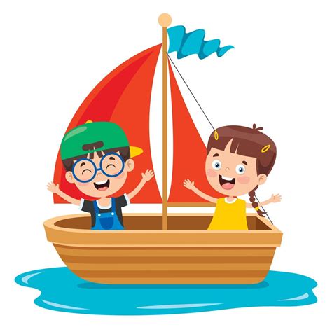 Cute Little Children On Boat 2538665 Vector Art At Vecteezy