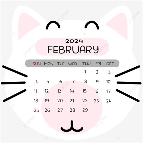 Feb 2024 Calendar Cat - Edita Gwenora