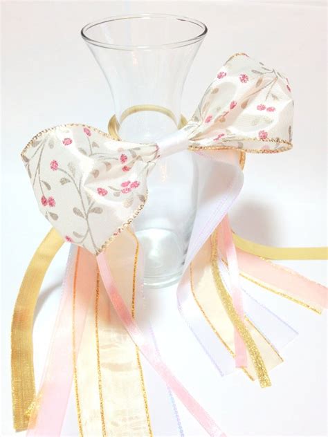 Holiday Hair Ribbon Christmas Hair Bow Pink & Gold Hair Bow - Etsy