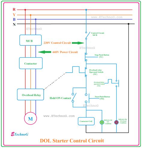 Dol Starter Control Diagram With Indicator Control Circuit D