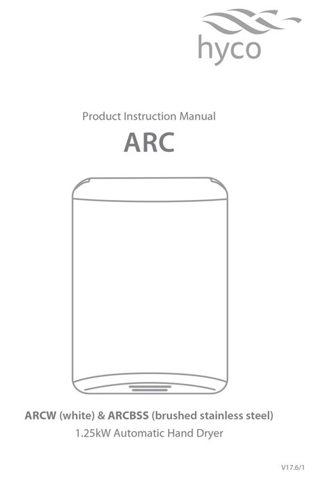 HYCO ARC ARCW DRYER PRODUCT INSTRUCTION MANUAL | ManualsLib