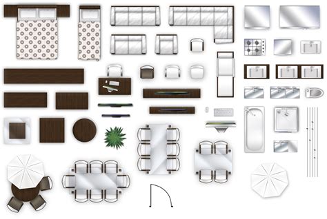 2d furniture top-down view style-2 3D model | CGTrader