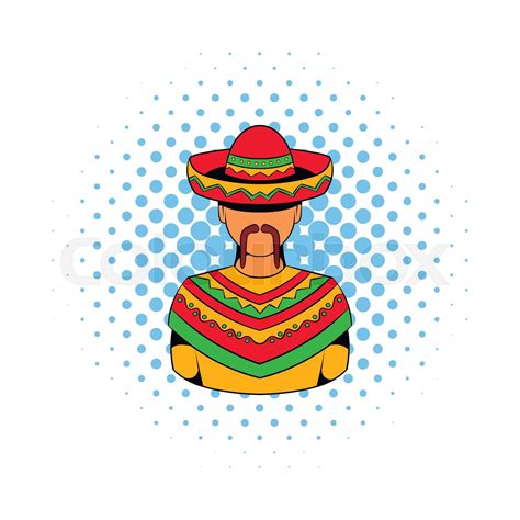 sombrero, mann, comic | Stock-Vektor | Colourbox