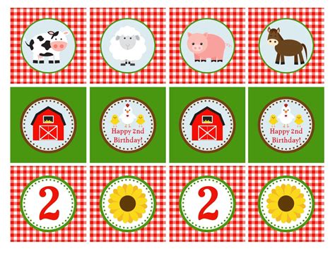 PRINTABLE: Farm Animal Cupcake Toppers 2 by GeminiCelebrations