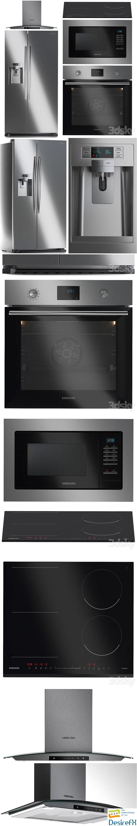 Download Samsung Kitchen Appliances Set 5 3D Model - DesireFX.COM