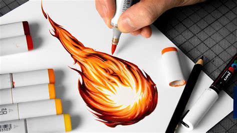 HOW TO DRAW FIRE with Copic Markers - YouTube