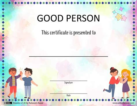 Good Person Award Certificate Template | Free Printable Papercraft ...