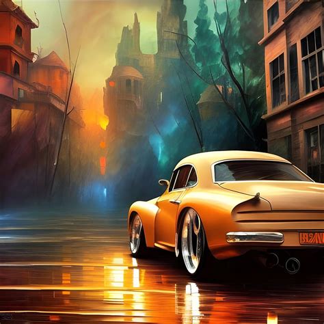 Car on the street Digital Art by Goran Conar - Fine Art America