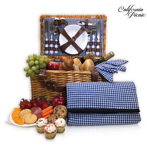 CALIFORNIA PICNIC Picnic Basket Set for 4 Person | Folding Picnic ...