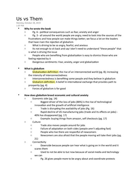 Us vs Them - Notes on the assigned book "Us vs. Them": Book - Us vs ...