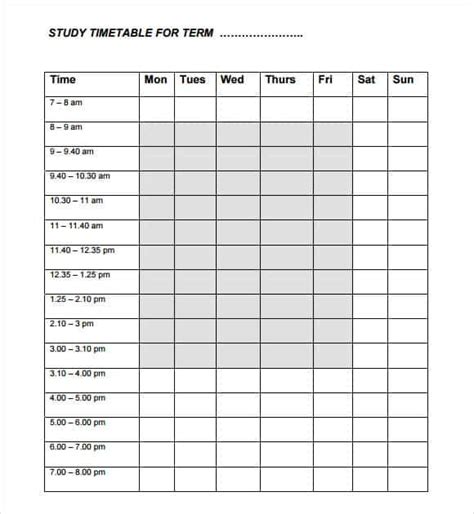 8 Free Timetable Templates - Excel PDF Formats