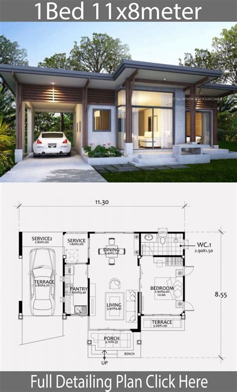 Medium Size 3 Bedroom One-story House D44 | Modern bungalow house ...